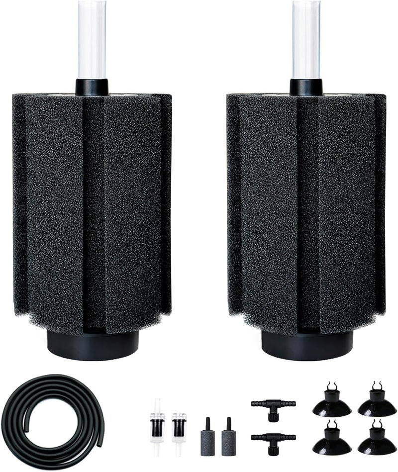 DVHEY 100-120 Gal Large Aquarium Sponge Filter with Air Stone and Ceramic Media,2 Pack Quiet Fish Tank Filters fit Breeding Fry Betta Shrimp Fish Tank - Image 1